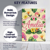 Personalised Name Tropical Flamingo with Custom  Unique Gift Idea Elegant Feature Canvas Wall Art Print Decor Picture Ready to Hang
