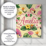 Personalised Name Tropical Flamingo with Custom  Unique Gift Idea Elegant Feature Canvas Wall Art Print Decor Picture Ready to Hang