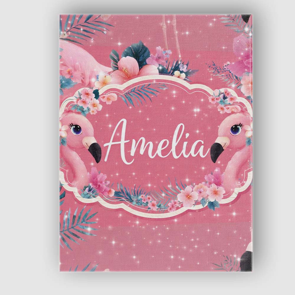 Personalised Name Pink Flamingo Tropical Custom  Unique Gift Idea Elegant Feature Canvas Wall Art Print Decor Picture Ready to Hang