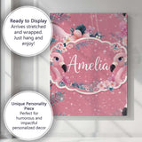 Personalised Name Pink Flamingo Tropical Custom  Unique Gift Idea Elegant Feature Canvas Wall Art Print Decor Picture Ready to Hang