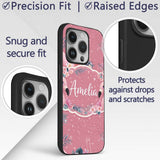 Pink Flamingo Tropical Flowers Sparkle Fantasy Custom Name Protective Phone Case Mobile Cover Durable Everyday Smartphone Shock Resistant