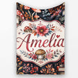 Vintage Mushrooms Books and Floral Dark Botanical Seamless Pattern  Personalised Custom Name Super Soft Fleece Blanket Bed Sofa Throw