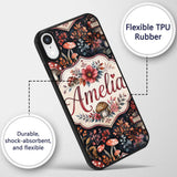 Vintage Mushrooms Books and Floral Dark Botanical Custom Name Protective Phone Case Mobile Cover Durable Everyday Smartphone Shock Resistant