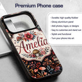 Vintage Mushrooms Books and Floral Dark Botanical Custom Name Protective Phone Case Mobile Cover Durable Everyday Smartphone Shock Resistant