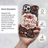 Vintage Mushrooms Books and Floral Dark Botanical Custom Name Protective Phone Case Mobile Cover Durable Everyday Smartphone Shock Resistant