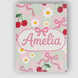 Personalised Name Cute Cherry Bow and Daisy Custom  Bespoke Interior Contemporary Canvas Wall Art Print Decor Picture Ready to Hang