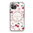 Cute Cherry Bow and Daisy Grey Gingham Seamless Custom Name Protective Phone Case Mobile Cover Durable Everyday Smartphone Shock Resistant