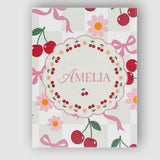 Personalised Name Cute Cherry Bow and Daisy Custom  Bespoke Interior Contemporary Canvas Wall Art Print Decor Picture Ready to Hang