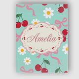 Personalised Name Cute Cherry Bow and Daisy Custom  Bespoke Interior Contemporary Canvas Wall Art Print Decor Picture Ready to Hang