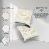 Custom Name Gold Snowflake Pattern White Background Seamless Square Filled Cushion Throw Pillow Sofa Bed Home Decor Zip Washable UK Made