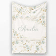 Blue Floral Vintage Blossom Pattern Cream Background Seamless Lovely  Personalised Custom Name Super Soft Fleece Blanket Bed Sofa Throw