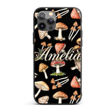 Watercolor Woodland Mushroom Botanical Seamless Custom Name Protective Phone Case Mobile Cover Durable Everyday Smartphone Shock Resistant