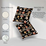 Custom Name Watercolor Woodland Mushroom Seamless Pattern Lovely Square Filled Cushion Throw Pillow Sofa Bed Home Decor Zip Washable UK Made
