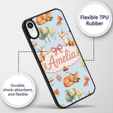 Watercolor Woodland Fox Mushroom Autumn Seamless Custom Name Protective Phone Case Mobile Cover Durable Everyday Smartphone Shock Resistant