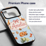 Watercolor Woodland Fox Mushroom Autumn Seamless Custom Name Protective Phone Case Mobile Cover Durable Everyday Smartphone Shock Resistant