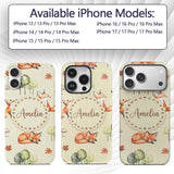 Watercolor Woodland Fox Mushroom Autumn Seamless Custom Name Protective Phone Case Mobile Cover Durable Everyday Smartphone Shock Resistant