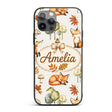 Watercolor Woodland Fox Mushroom Autumn on Light Custom Name Protective Phone Case Mobile Cover Durable Everyday Smartphone Shock Resistant