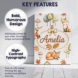 Personalised Name Watercolor Woodland Fox Custom  Unique Gift Idea Elegant Feature Canvas Wall Art Print Decor Picture Ready to Hang