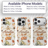 Watercolor Woodland Fox Mushroom Autumn on Light Custom Name Protective Phone Case Mobile Cover Durable Everyday Smartphone Shock Resistant