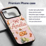 Watercolor Woodland Fox Mushroom Autumn on Blush Custom Name Protective Phone Case Mobile Cover Durable Everyday Smartphone Shock Resistant