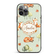 Watercolor Woodland Fox Mushroom Autumn on Sage Custom Name Protective Phone Case Mobile Cover Durable Everyday Smartphone Shock Resistant