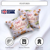 Custom Name Watercolor Woodland Mushroom Autumn on Soft Lavender Square Filled Cushion Throw Pillow Sofa Bed Home Decor Zip Washable UK Made