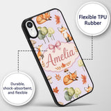 Watercolor Woodland Fox Mushroom Autumn on Soft Custom Name Protective Phone Case Mobile Cover Durable Everyday Smartphone Shock Resistant