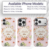 Watercolor Woodland Fox Mushroom Autumn on Dusty Custom Name Protective Phone Case Mobile Cover Durable Everyday Smartphone Shock Resistant
