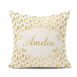 Custom Name Gold Christmas Tree White Background Seamless Lovely Square Filled Cushion Throw Pillow Sofa Bed Home Decor Zip Washable UK Made