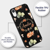 Watercolor Woodland Fox Mushroom Autumn Seamless Custom Name Protective Phone Case Mobile Cover Durable Everyday Smartphone Shock Resistant