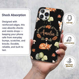 Watercolor Woodland Fox Mushroom Autumn Seamless Custom Name Protective Phone Case Mobile Cover Durable Everyday Smartphone Shock Resistant