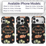 Watercolor Woodland Fox Mushroom Autumn Seamless Custom Name Protective Phone Case Mobile Cover Durable Everyday Smartphone Shock Resistant