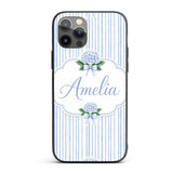 Blue Vertical Stripe Classic Seamless Pattern Custom Name Protective Phone Case Mobile Cover Durable Everyday Smartphone Shock Resistant
