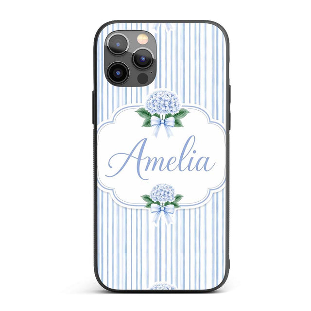 Blue Vertical Stripe Classic Seamless Pattern Custom Name Protective Phone Case Mobile Cover Durable Everyday Smartphone Shock Resistant