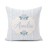 Custom Name Blue Vertical Stripe Classic Seamless Pattern for Square Filled Cushion Throw Pillow Sofa Bed Home Decor Zip Washable UK Made