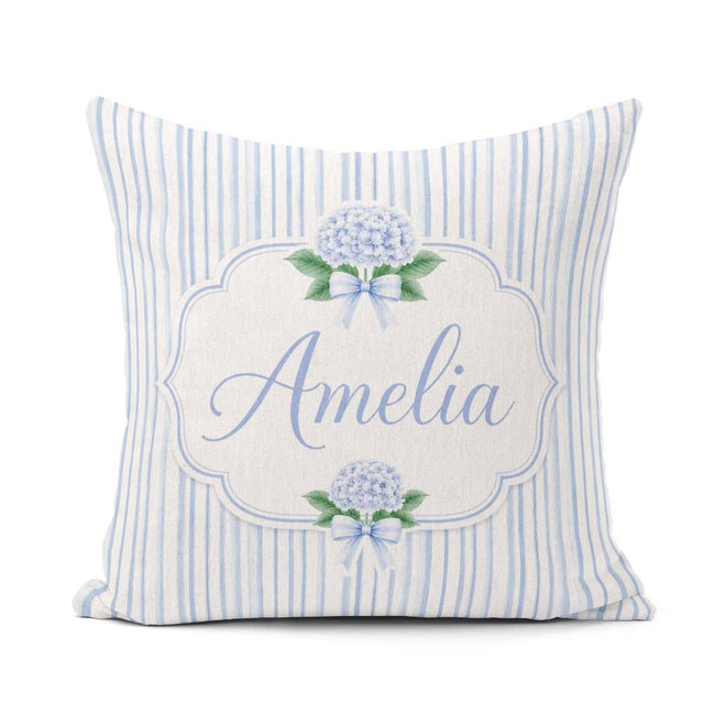 Custom Name Blue Vertical Stripe Classic Seamless Pattern for Square Filled Cushion Throw Pillow Sofa Bed Home Decor Zip Washable UK Made