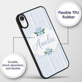 Blue Vertical Stripe Classic Seamless Pattern Custom Name Protective Phone Case Mobile Cover Durable Everyday Smartphone Shock Resistant