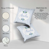 Custom Name Blue Vertical Stripe Classic Seamless Pattern for Square Filled Cushion Throw Pillow Sofa Bed Home Decor Zip Washable UK Made