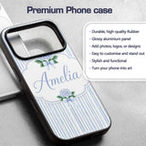 Blue Vertical Stripe Classic Seamless Pattern Custom Name Protective Phone Case Mobile Cover Durable Everyday Smartphone Shock Resistant