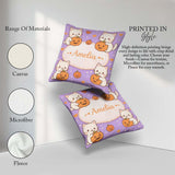 Custom Name Cute Halloween Cat Pumpkin Cartoon Animal Pattern Square Filled Cushion Throw Pillow Sofa Bed Home Decor Zip Washable UK Made
