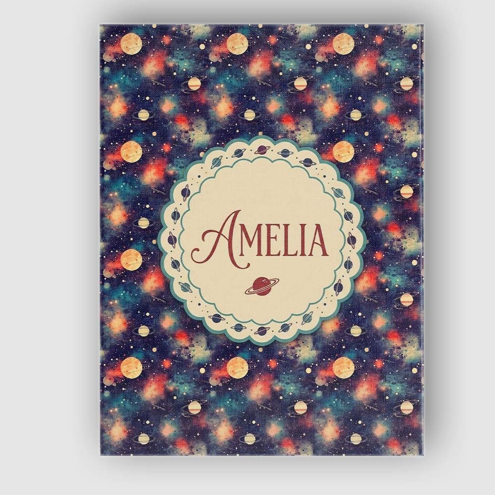 Personalised Name Vibrant Galaxy Planets Custom  Unique Gift Idea Elegant Feature Canvas Wall Art Print Decor Picture Ready to Hang