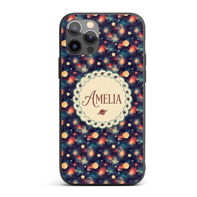 Vibrant Galaxy Planets Nebula Space Seamless Custom Name Protective Phone Case Mobile Cover Durable Everyday Smartphone Shock Resistant