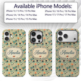 Soft Teal Orange Abstract Planets Space Seamless Custom Name Protective Phone Case Mobile Cover Durable Everyday Smartphone Shock Resistant