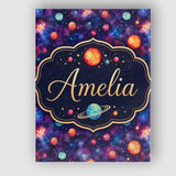 Personalised Name Colorful Cartoon Planets Custom  Unique Gift Idea Elegant Feature Canvas Wall Art Print Decor Picture Ready to Hang