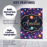 Personalised Name Colorful Cartoon Planets Custom  Unique Gift Idea Elegant Feature Canvas Wall Art Print Decor Picture Ready to Hang