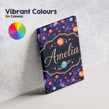 Personalised Name Colorful Cartoon Planets Custom  Unique Gift Idea Elegant Feature Canvas Wall Art Print Decor Picture Ready to Hang