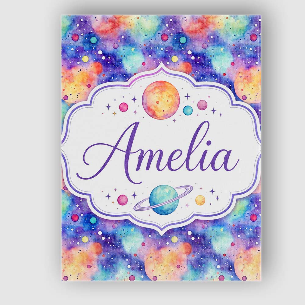 Personalised Name Pastel Watercolor Galaxy Custom  Unique Gift Idea Elegant Feature Canvas Wall Art Print Decor Picture Ready to Hang