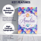 Personalised Name Pastel Watercolor Galaxy Custom  Unique Gift Idea Elegant Feature Canvas Wall Art Print Decor Picture Ready to Hang