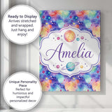 Personalised Name Pastel Watercolor Galaxy Custom  Unique Gift Idea Elegant Feature Canvas Wall Art Print Decor Picture Ready to Hang