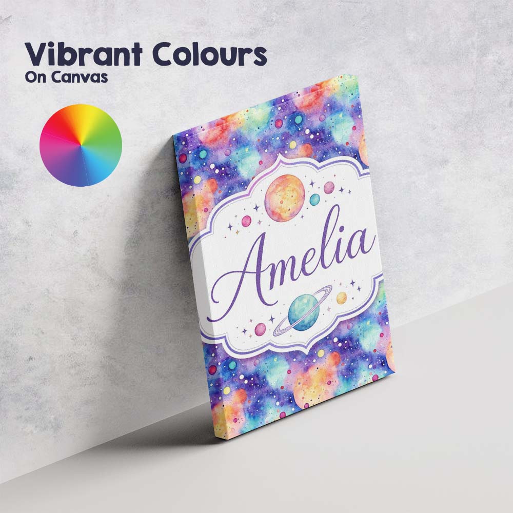 Personalised Name Pastel Watercolor Galaxy Custom  Unique Gift Idea Elegant Feature Canvas Wall Art Print Decor Picture Ready to Hang